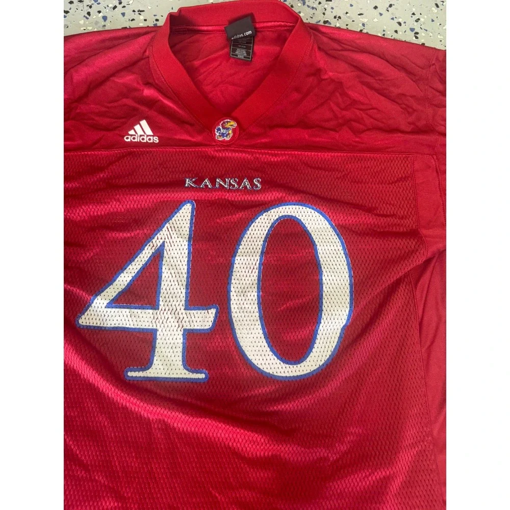 Kansas Jayhawks Adidas Football Jersey #40 Red‎ Athletic NCAA Mens Medium M